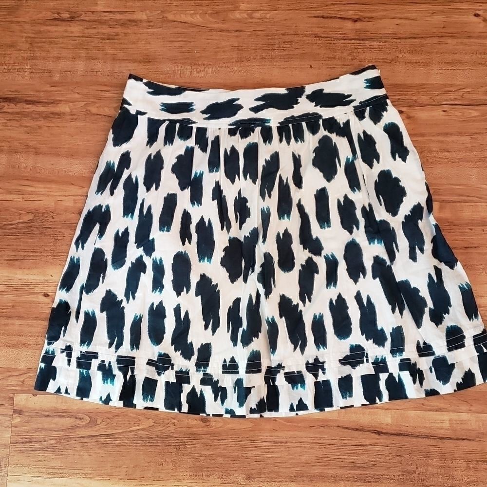 Loft Navy Blue White Brush Stroke Skirt sz 2